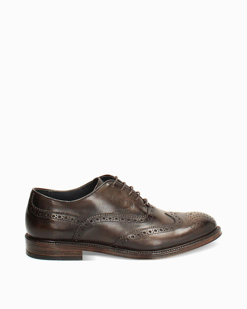 Scarpe brogue testa di moro in pelle, DK BROWN
