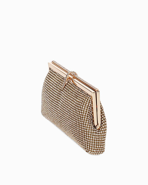 Pochette gioiello con chiusura clutch color oro, GOLD