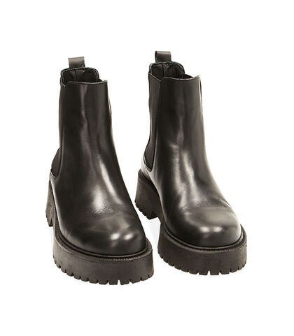 Stivaletti platform Chelsea neri in pelle, Valerio 1966, 22L6T5063PENERO035, 002