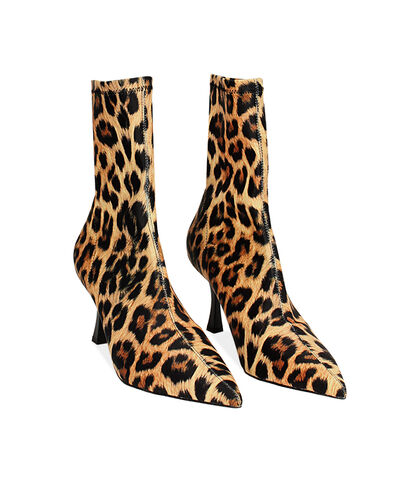 Tronchetto leopardato in lycra, tacco 8 cm, Valerio 1966, 2421T6301LYLEOP035, 002