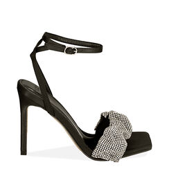 Sandali neri in raso, tacco 10 cm , Valerio 1966, 1921T1375RSNERO035, 001 preview