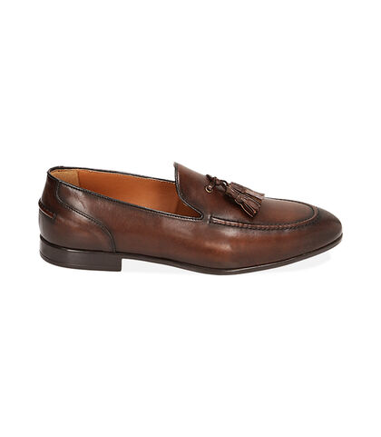 Mocassini con nappina cognac in pelle, Valerio 1966, 2195T1432PECOGN039, 001