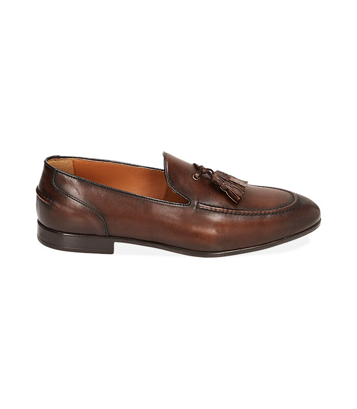 Mocassini con nappina cognac in pelle, Valerio 1966, 2195T1432PECOGN040