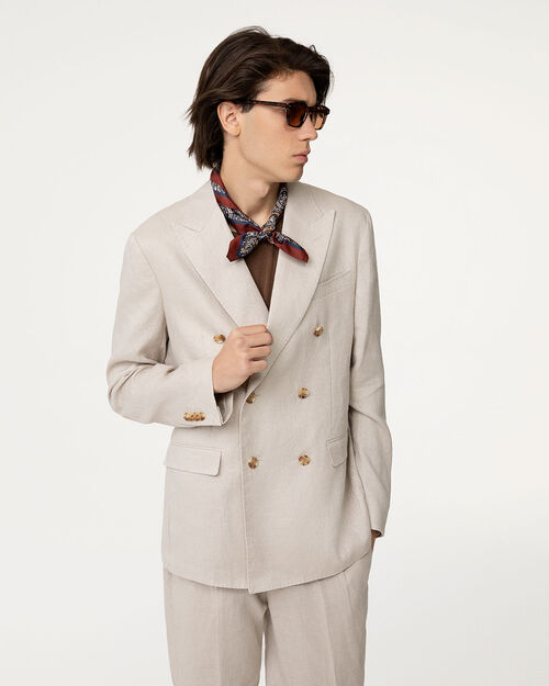 Giacca doppio petto sabbia con bottoni dorati, SAND