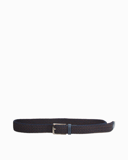 Cintura blu-moro intrecciata con fibbia argento, BLMO