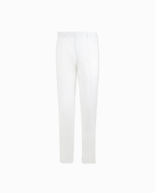 Pantaloni da uomo eleganti in lino bianco, WHITE