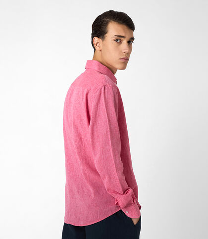 Camicia da uomo in lino rossa, Valerio 1966, 25Z3T2302LNROSS38, 002