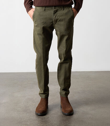 Pantaloni chino da uomo verde militare, Valerio 1966, 26N9T1993TSMILI42, 002