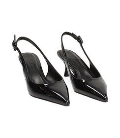 Décolleté slingback da donna di vernice nere, Valerio 1966, 2521T8215VENERO035, 003 preview