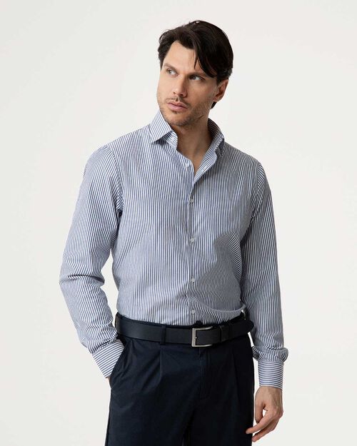 Camicia blu righe verticali, BLUE