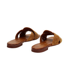Sandalo basso da donna in camoscio cognac, Valerio 1966, 2572T3932CMCOGN036, 004 preview