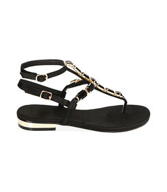 Sandali infradito neri in raso, Valerio 1966, 2149T9992RSNERO039, 001 preview