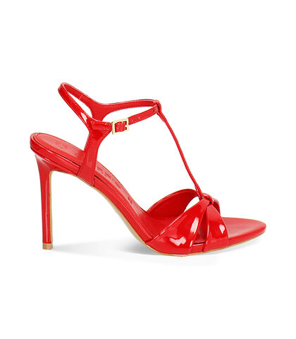 Sandalo donna rosso in vernice, tacco 9,5 cm, Valerio 1966, 2521T4305VEROSS035, 001