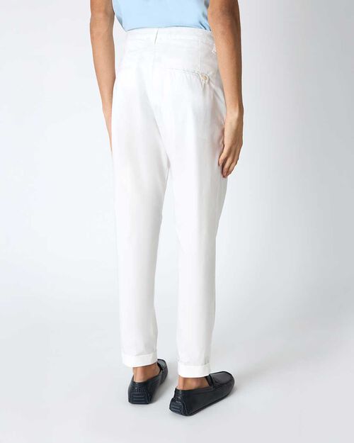 Pantalone da uomo con pinces bianco, WHITE