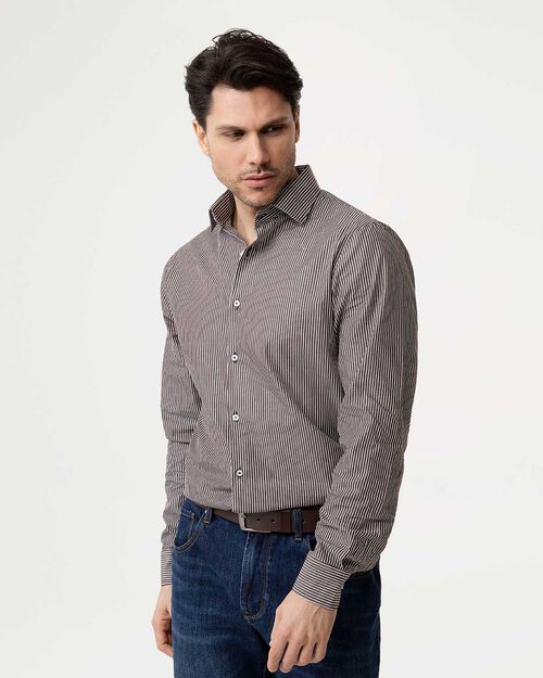 Camicia ml testa di moro righe sottili, DK BROWN