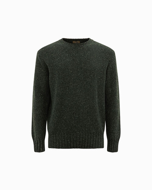 Maglione verde girocollo effetto m&eacute;lange, GREEN