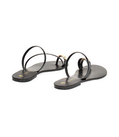 Sandali bassi da donna in laminato nero, Valerio 1966, 2549T6816LMNERO036, 004 preview