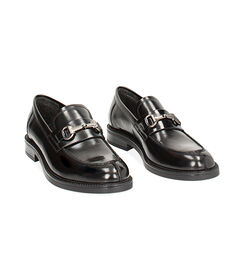 Mocassino nero con morsetto in pelle abrasivata, Valerio 1966, 24N4T6527APNERO043, 002 preview