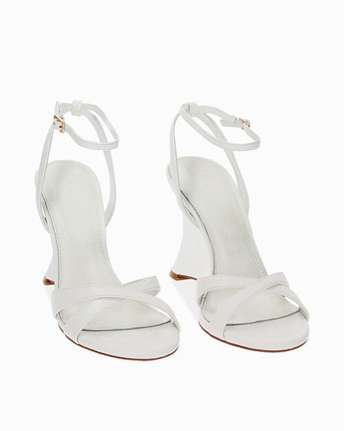 Sandali bianchi con zeppa, WHITE