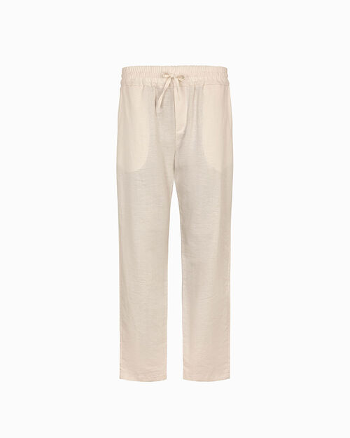 Pantaloni jogger beige con vita elasticizzata