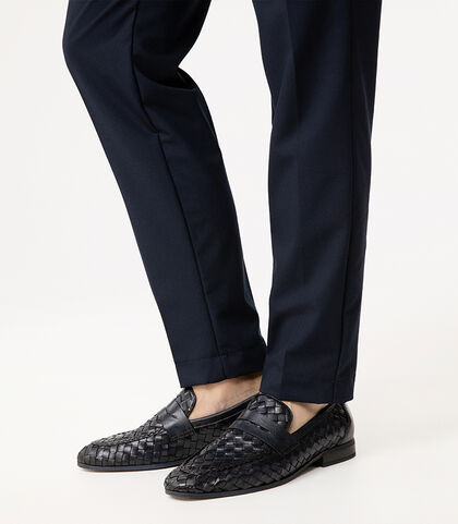 Mocassino blu pelle intrecciata, Valerio 1966, 2714T1104PIBLUE039, 002