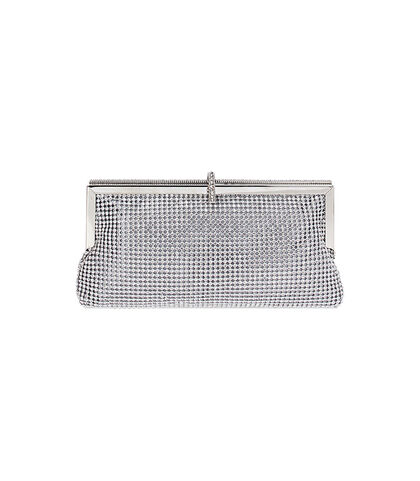 Clutch da donna in laminato argento con pietre, Valerio 1966, 2504T0351LPARGEUNI, 001