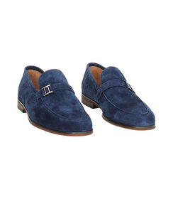 Mocassini da uomo blu in camoscio, Valerio 1966, 25U6T3201CMBLUE040, 003 preview