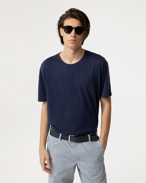 T-shirt blu con design minimalista, BLUE