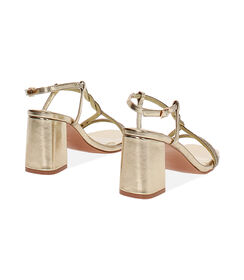 Sandalo da donna con tacco largo, laminato e pietre, color oro, Valerio 1966, 2549T6327LPOROG036, 004 preview