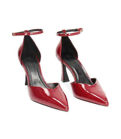 Décolleté open shank bordeaux in naplak, tacco 8 cm, Valerio 1966, 2421T5337NPBORD035, 002