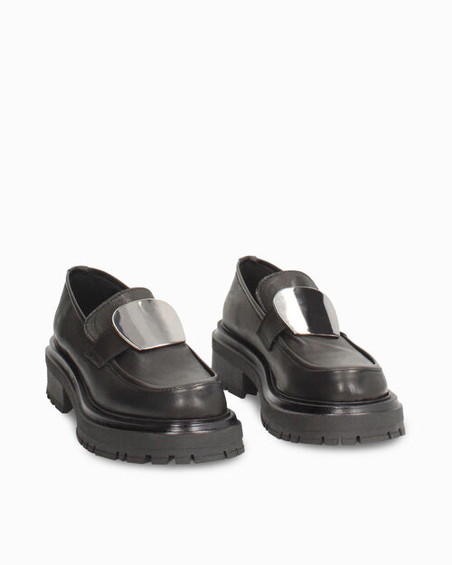 Mocassini in vera pelle nera urban, BLACK