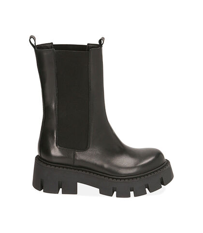Chelsea boots neri in pelle, tacco 5,5 cm , Valerio 1966, 20A5T2039PENERO035, 001