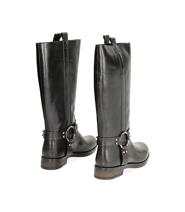 Stivali biker in pelle neri