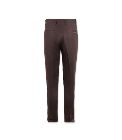 Pantaloni da uomo eleganti in lino marroni, Valerio 1966, 25R1T2445LNMARR42, 002