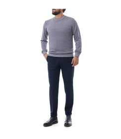Maglione grigio con bordi a costine, Valerio 1966, 24J2T0237TSGRIGI, 003 preview