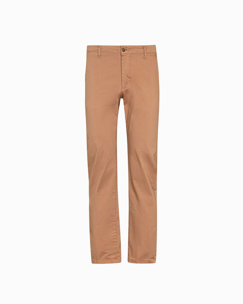 Pantaloni nocciola con chiusura a filetto, BROWN