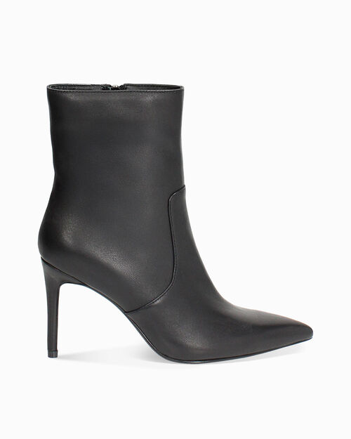 Tronchetti neri in vera pelle con tacco 9 cm, BLACK