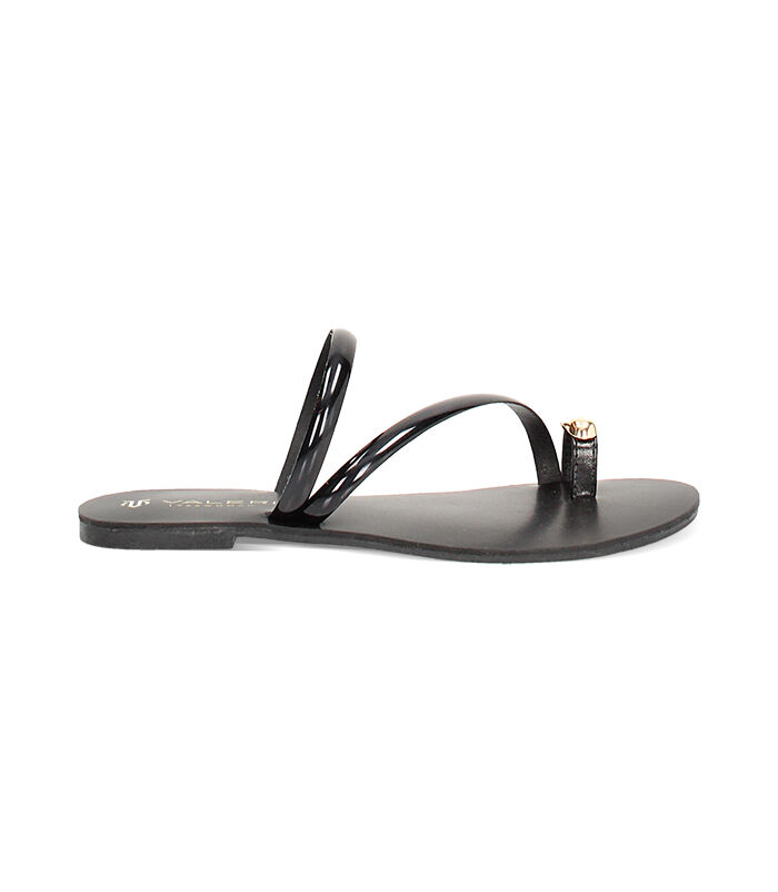 Sandali bassi da donna in laminato nero, Valerio 1966, 2549T6816LMNERO036