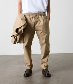 Pantaloni beige da uomo in cotone con coulisse, Valerio 1966, 26Z3T0191COBEIG42, 002 preview
