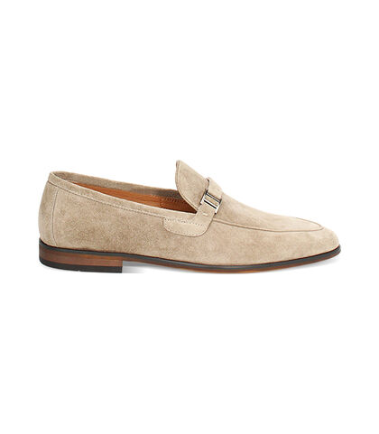 Mocassini da uomo beige in camoscio, Valerio 1966, 25U6T3201CMBEIG039, 001