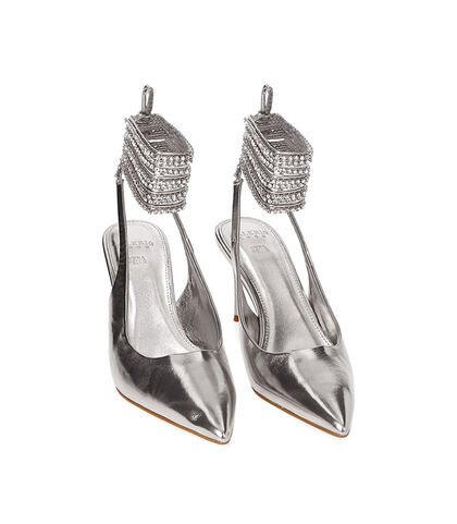 Décolleté lace-up argento, tacco 8 cm, Valerio 1966, 2121T5107LMARGE035, 002