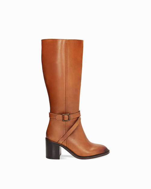 CALZATURA STIVALE PELLE COGN, COGNAC