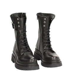 Anfibi in vera pelle nera con suola carrarmato, Valerio 1966, 2610T0504PANERO035, 003 preview