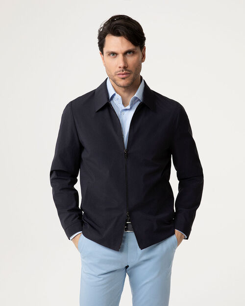 Giubbino blu navy con zip nascosta, NAVY BLUE