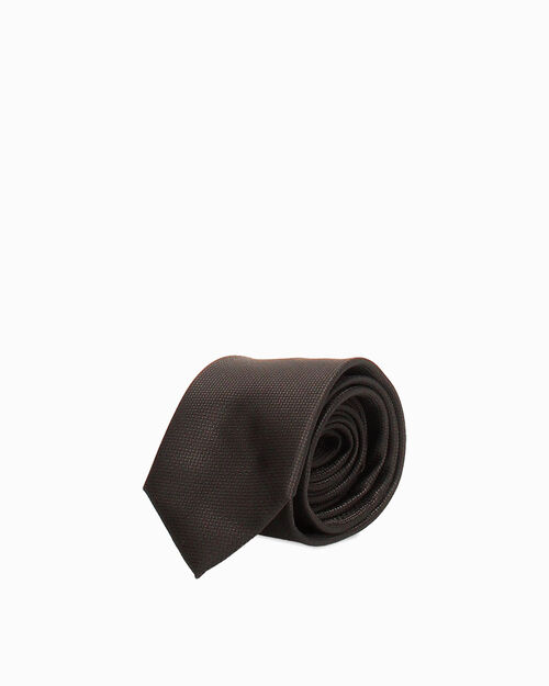 Cravatta marrone motivo intrecciato, BROWN