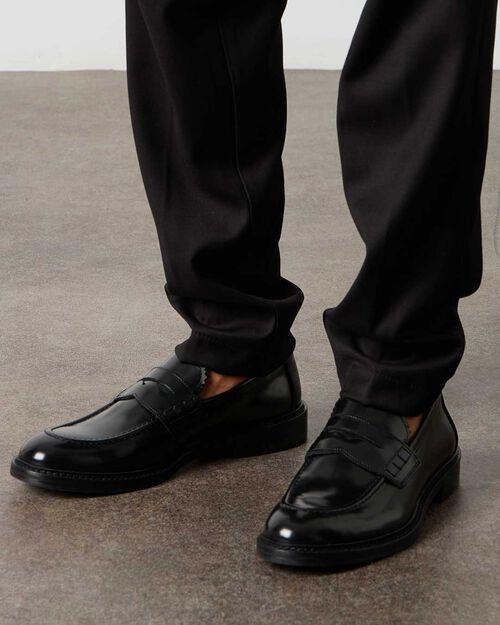 Mocassini neri in pelle abrasivata eleganti, BLACK