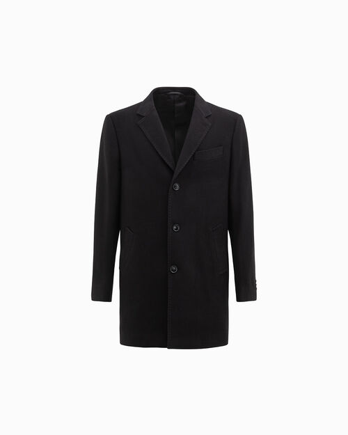 Cappotto nero con revers a lancia, BLACK