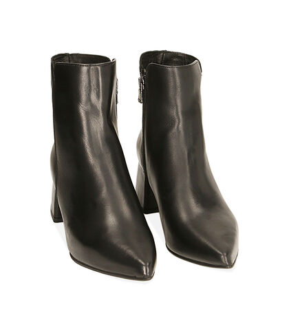 Ankle boots neri in pelle, tacco 6 cm , 20L6T2515PENERO035, 002