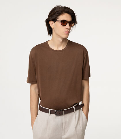 T-shirt marrone girocollo classico, Valerio 1966, 27C9T5579TSMARRI, 002