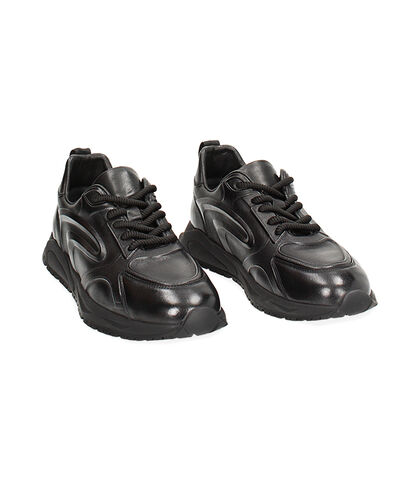 Sneakers nere in pelle, Valerio 1966, 24U6T1785PENERO039, 002